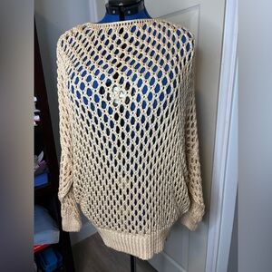 Cocomo Women's Open Knit Cream Sweater Size 1X Long Sleeve Round Neck  K